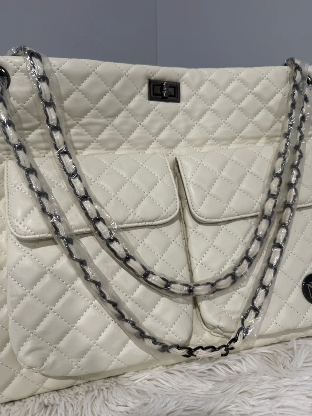 Badgley Mischka Diana Quilted Travel Weekender Tote Bag